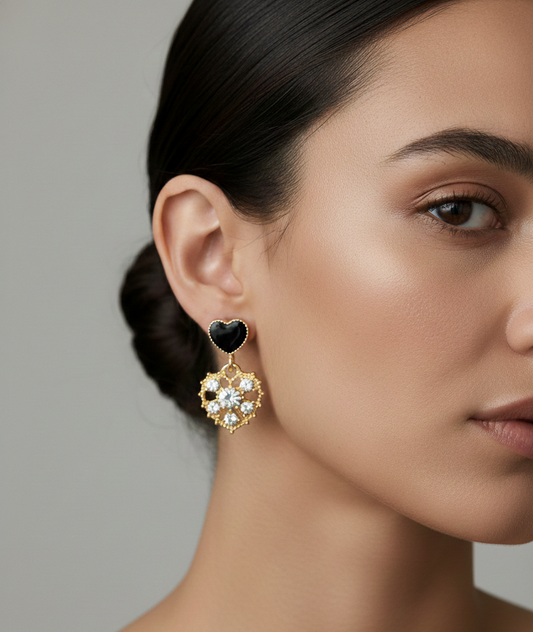 Golden Heart Drop Earrings