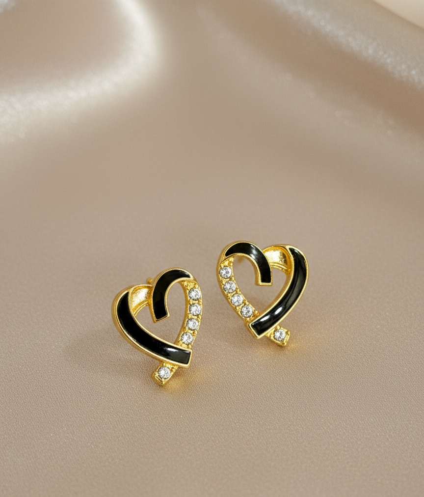 Crystal Heart Stud Earrings