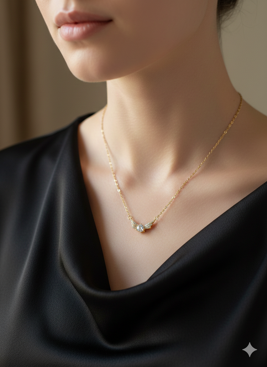 Gold Filigree Guardian Heart Pendant
