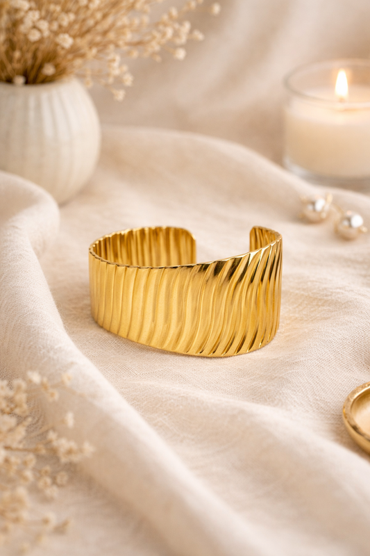 Wave Texture Cuff Bracelet