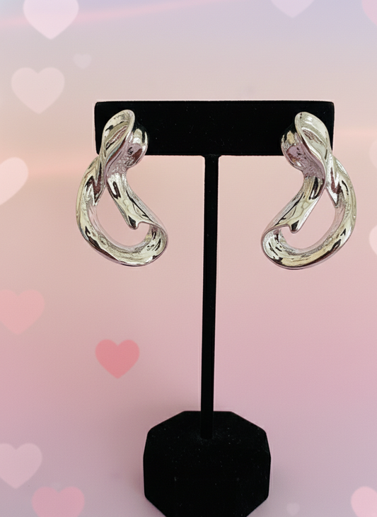 Abstract Silver Statement Earrings