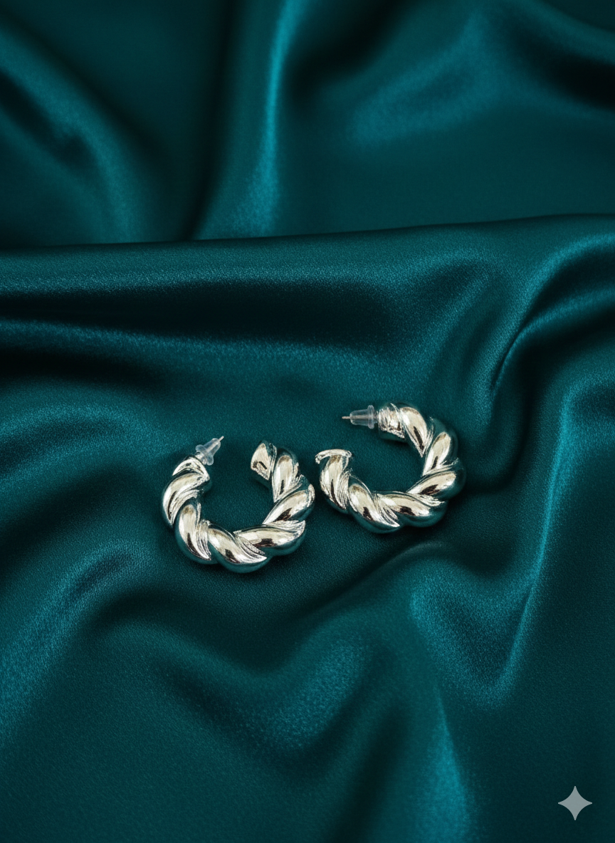 Aurora Silver Helix Hoops