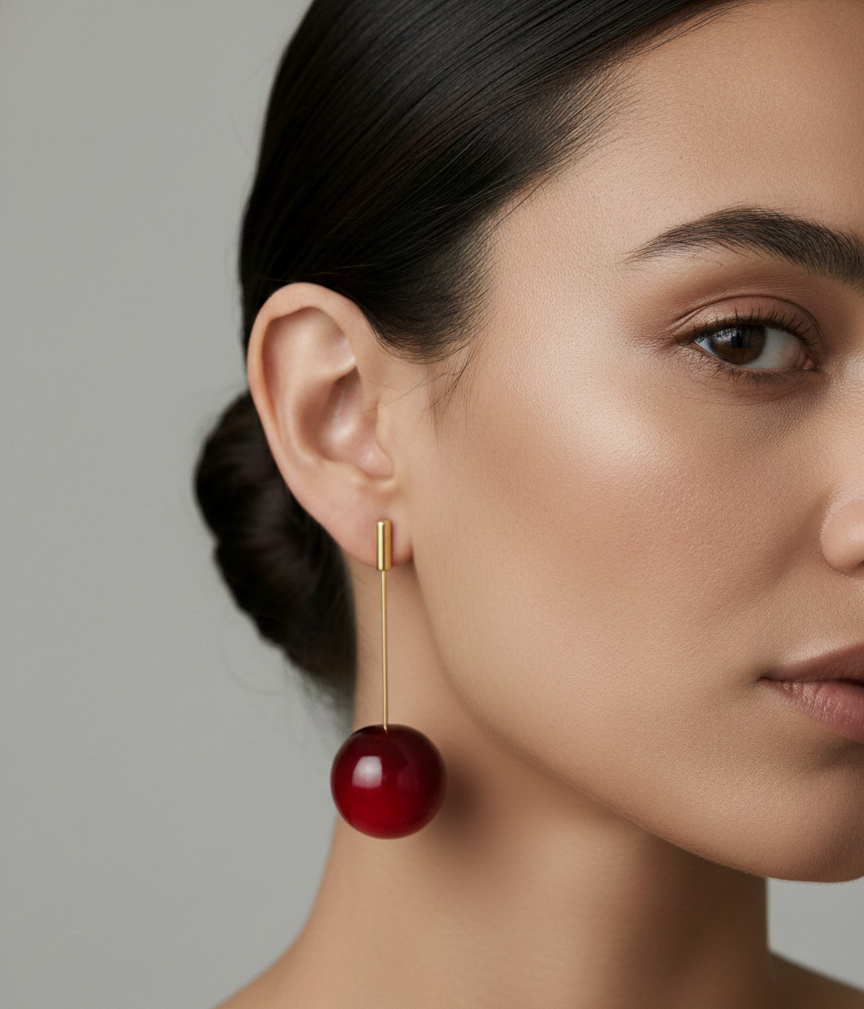 Cherry Red Statement Drop Earrings
