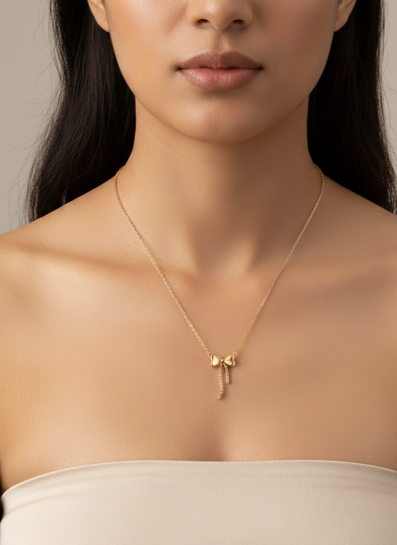 Golden Flutter Drop Pendant Necklace
