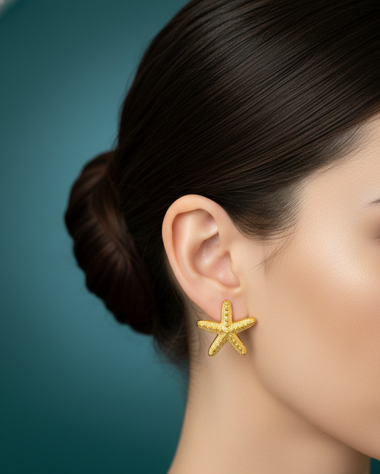 Golden Starfish Stud Earrings
