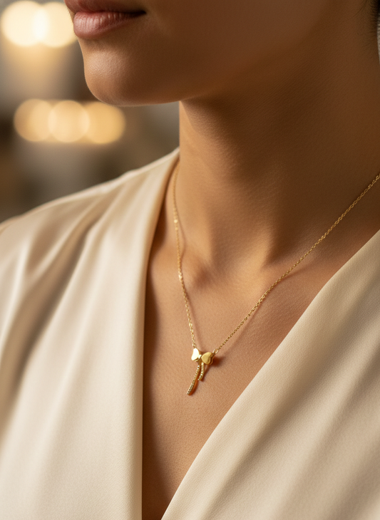 Golden Flutter Drop Pendant Necklace