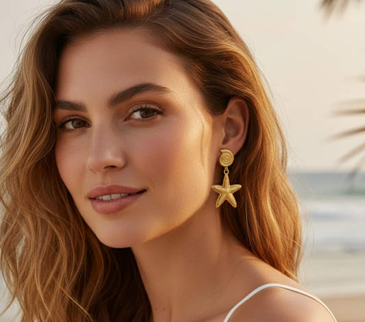 Golden Starfish Drop Earrings