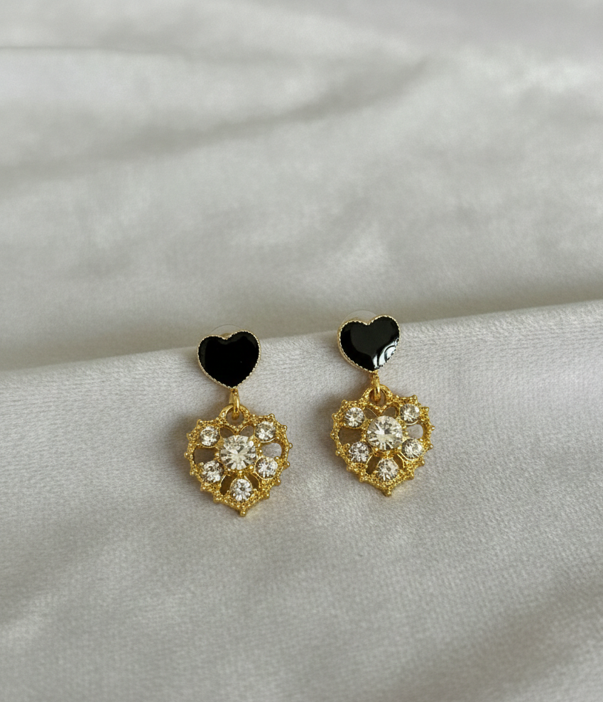 Golden Heart Drop Earrings