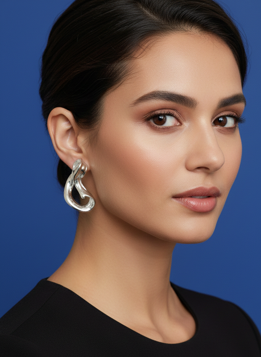 Abstract Silver Statement Earrings
