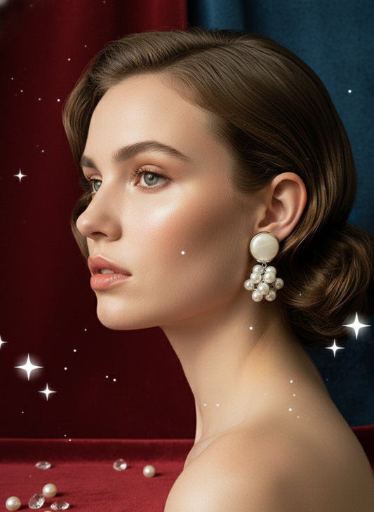 Pearl Cluster Drop Earrings