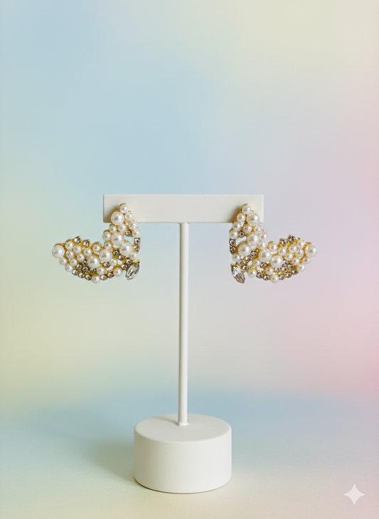 Pearl Bloom Cluster Stud Earrings