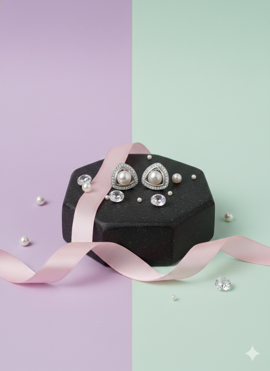Pearl Heart Stud Earrings
