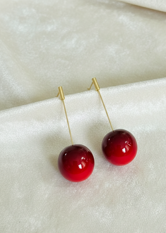 Cherry Red Statement Drop Earrings