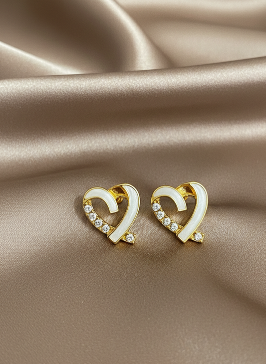 Gold Amour Heart Studs