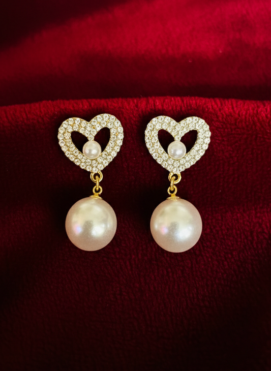 Crystal Heart & Radiant Pearl Drops