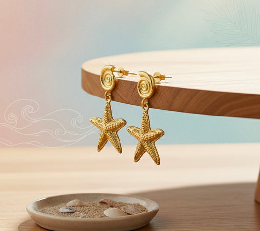 Golden Starfish Drop Earrings