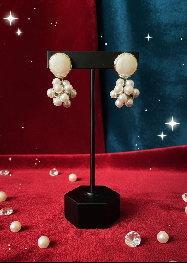 Pearl Cluster Drop Earrings